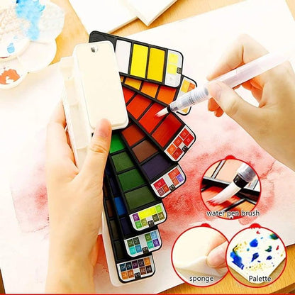 Tragbares Aquarellfarben-Set von Lighteme mit Wasserpinselstift