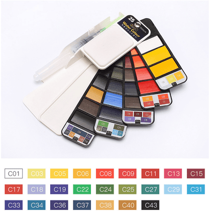 Tragbares Aquarellfarben-Set von Lighteme mit Wasserpinselstift