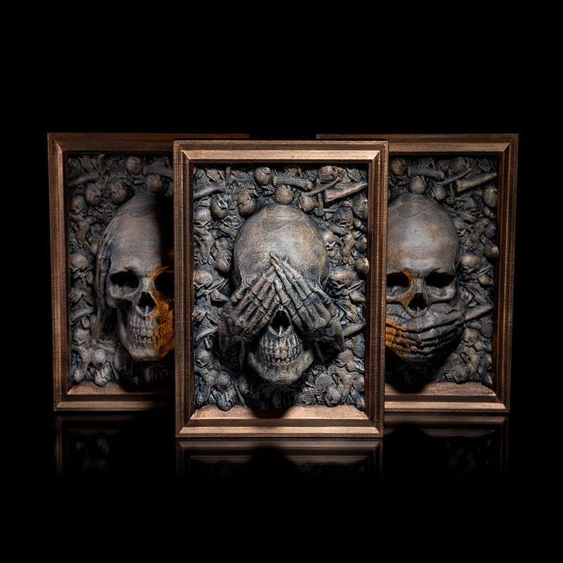 Image encadrée 3D Halloween des trois crânes sages de Lighteme