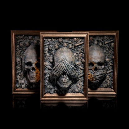 Image encadrée 3D Halloween des trois crânes sages de Lighteme