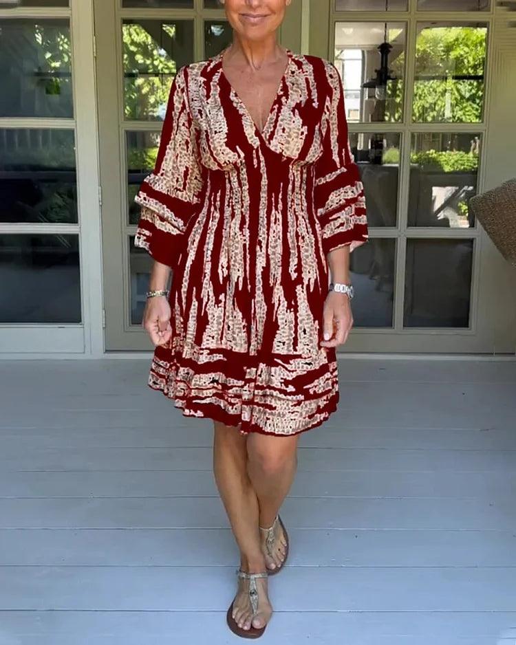 Lighteme Maxikleid im Bohemian-Stil mit V-Ausschnitt