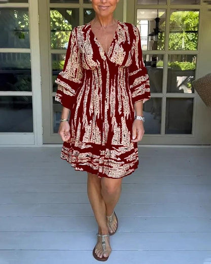 Lighteme Maxikleid im Bohemian-Stil mit V-Ausschnitt