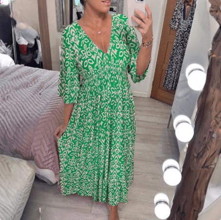 Lighteme – Maxikleid mit V-Ausschnitt und Boho-Print