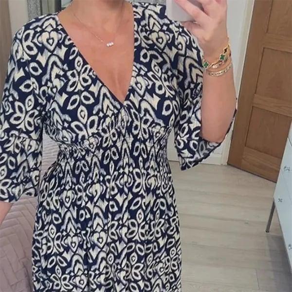 Lighteme – Maxikleid mit V-Ausschnitt und Boho-Print