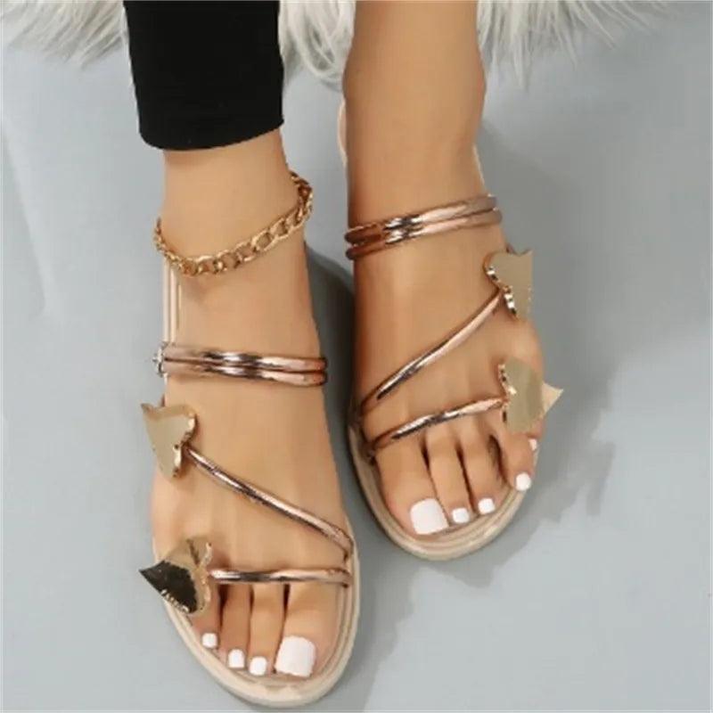 Lighteme – Flache Slide-Sandalen mit Herz-Motiv für Damen
