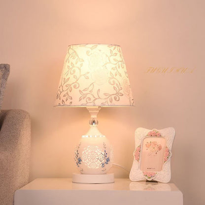 Lampe de table Lighteme en céramique et porcelaine bleue et blanche