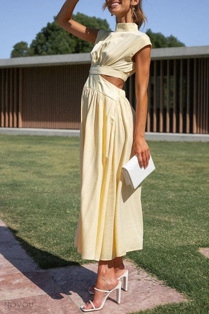 Lighteme Cut Out Sommerkleid Damenmode