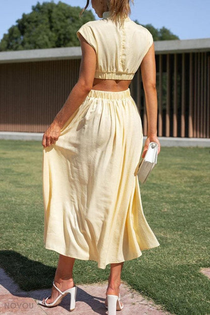 Lighteme Cut Out Sommerkleid Damenmode