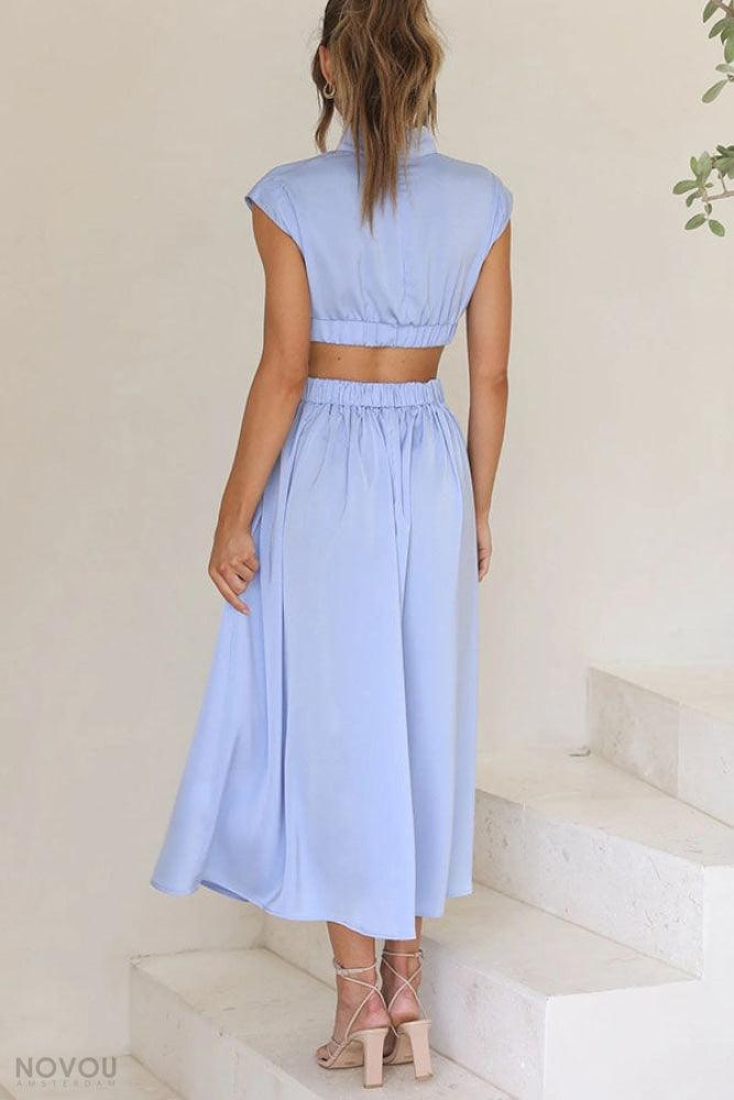 Lighteme Cut Out Sommerkleid Damenmode