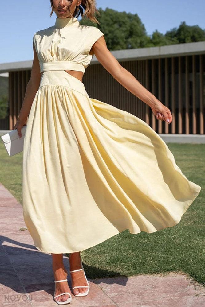 Lighteme Cut Out Sommerkleid Damenmode