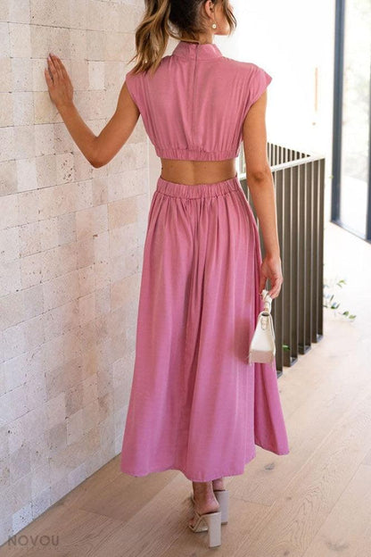Lighteme Cut Out Sommerkleid Damenmode
