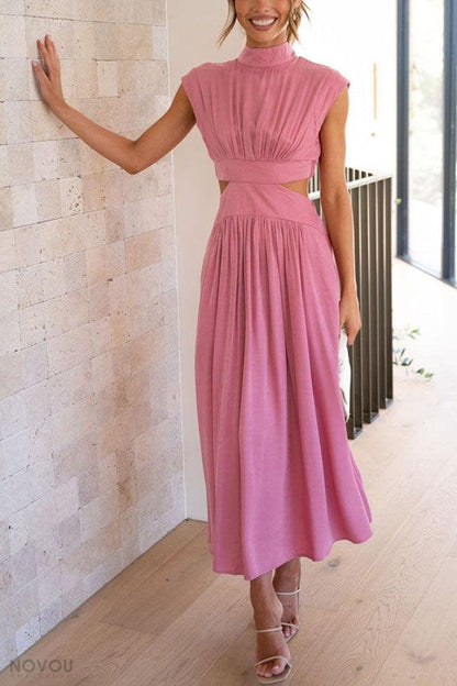 Lighteme Cut Out Sommerkleid Damenmode