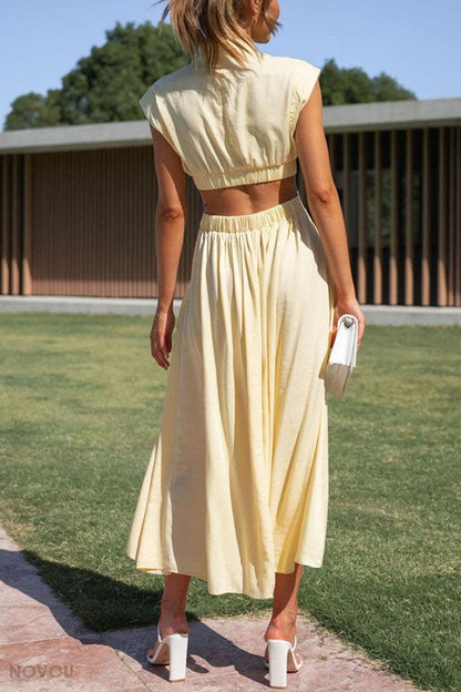Lighteme Cut Out Sommerkleid Damenmode