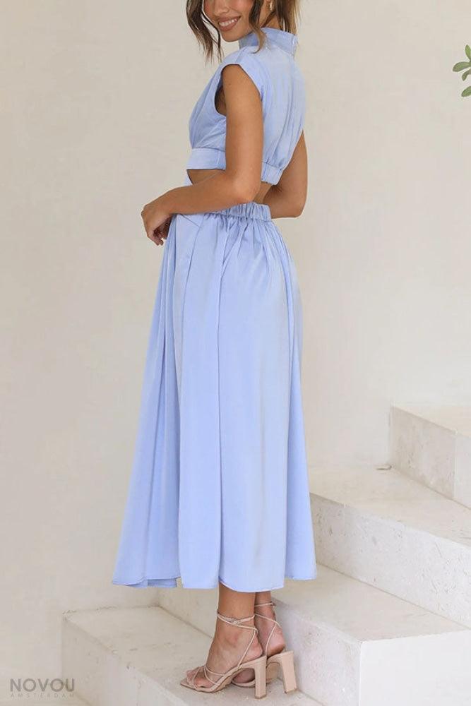 Lighteme Cut Out Sommerkleid Damenmode