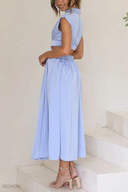 Lighteme Cut Out Sommerkleid Damenmode