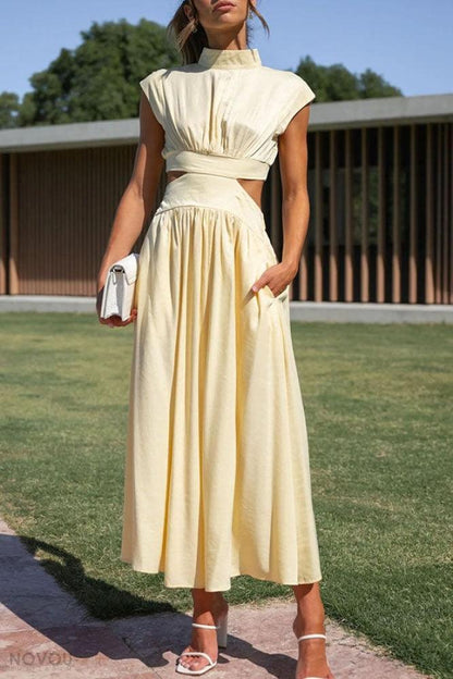 Lighteme Cut Out Sommerkleid Damenmode