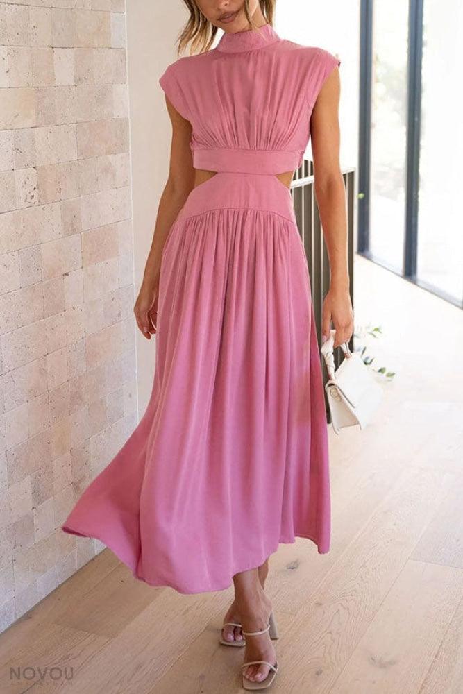 Lighteme Cut Out Sommerkleid Damenmode