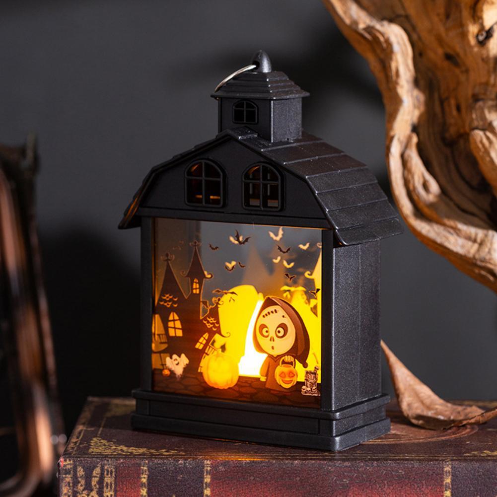 Lanterne d'Halloween vintage Lighteme avec bougie sans flamme - Lot de 4