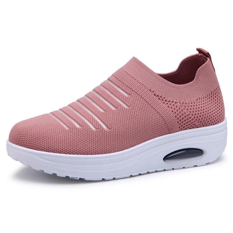 Ihrtrade Women's Mesh Cushioned Slip On Platform Casual Sock Shoes