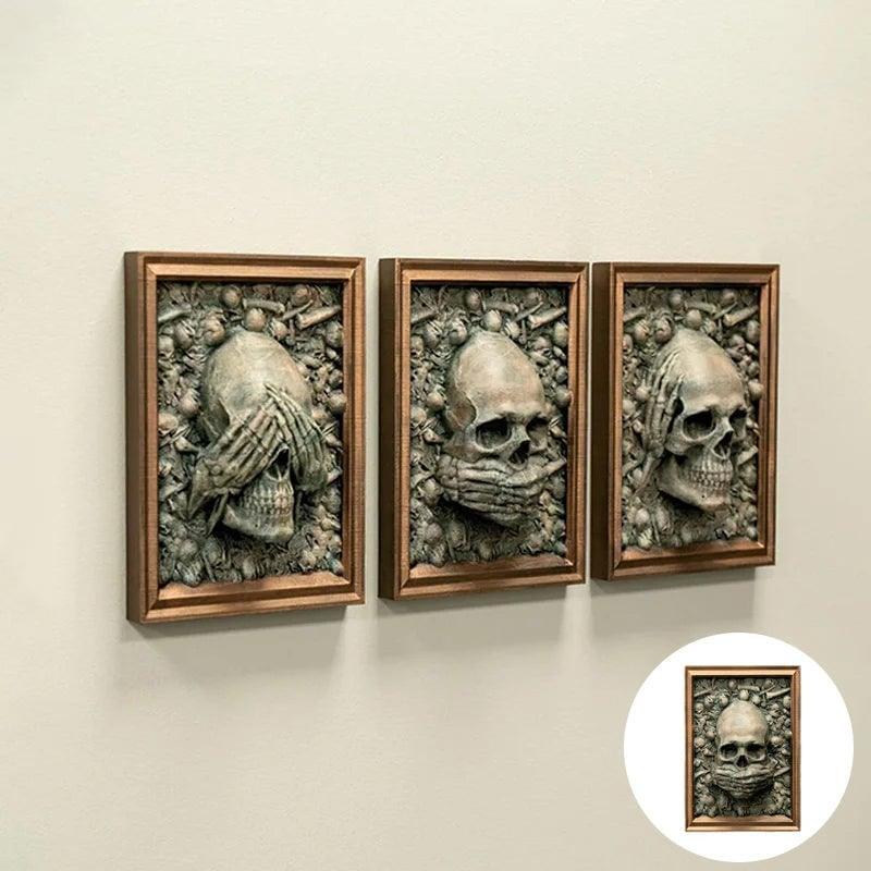 Image encadrée 3D Halloween des trois crânes sages de Lighteme
