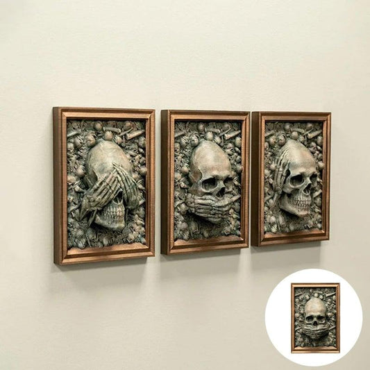 Image encadrée 3D Halloween des trois crânes sages de Lighteme