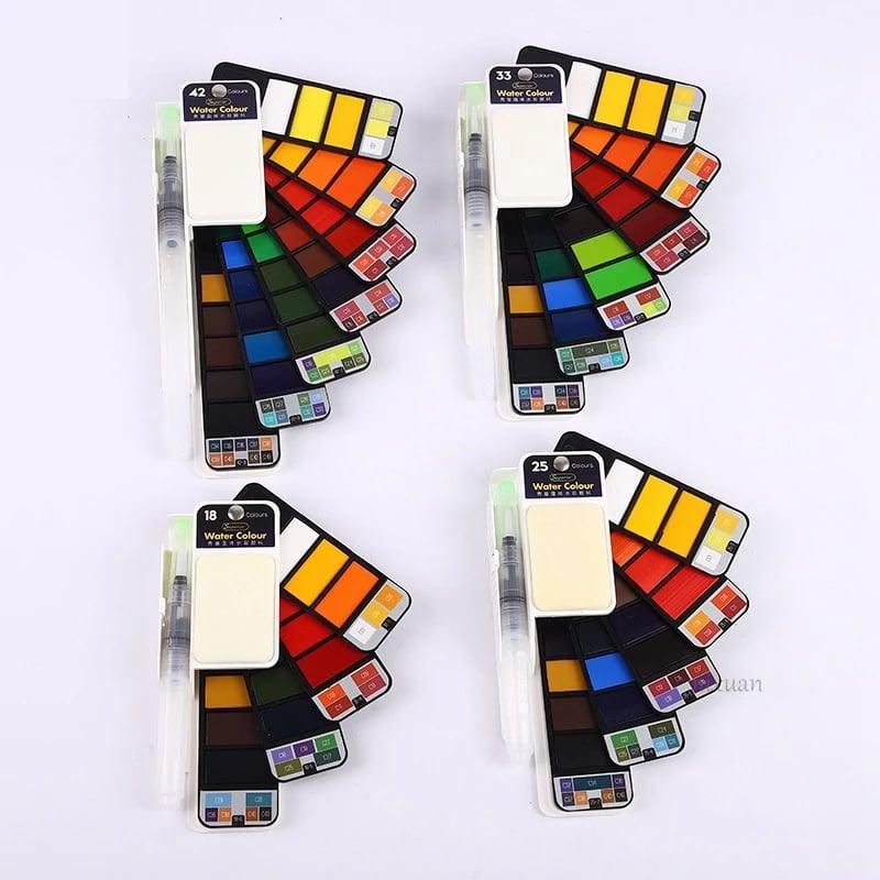 Tragbares Aquarellfarben-Set von Lighteme mit Wasserpinselstift