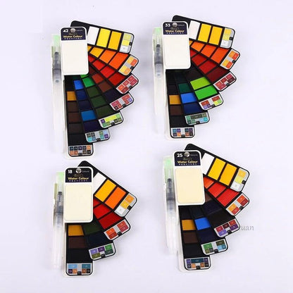 Tragbares Aquarellfarben-Set von Lighteme mit Wasserpinselstift
