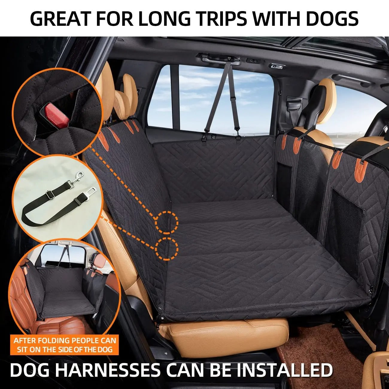 Lighteme Deluxe Autositzverlängerung mit harter Unterseite für Hunde
