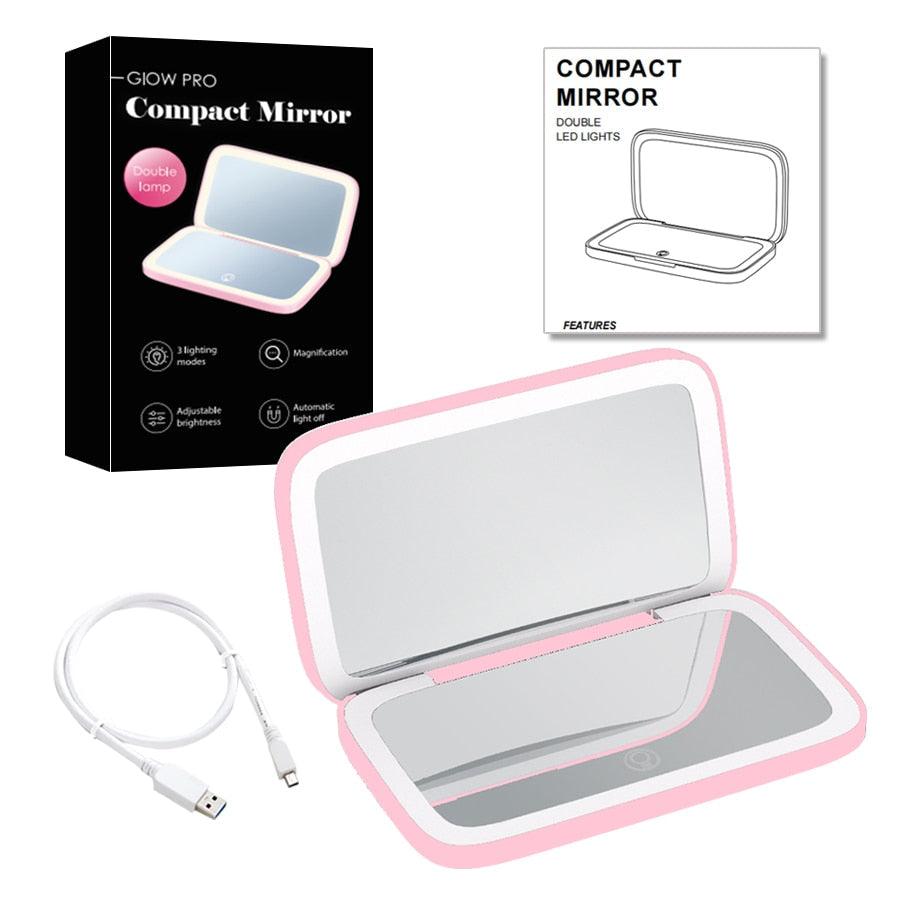 Miroir cosmétique grossissant 10x Mini LED Lighteme avec différents réglages d'éclairage, rechargeable par USB
