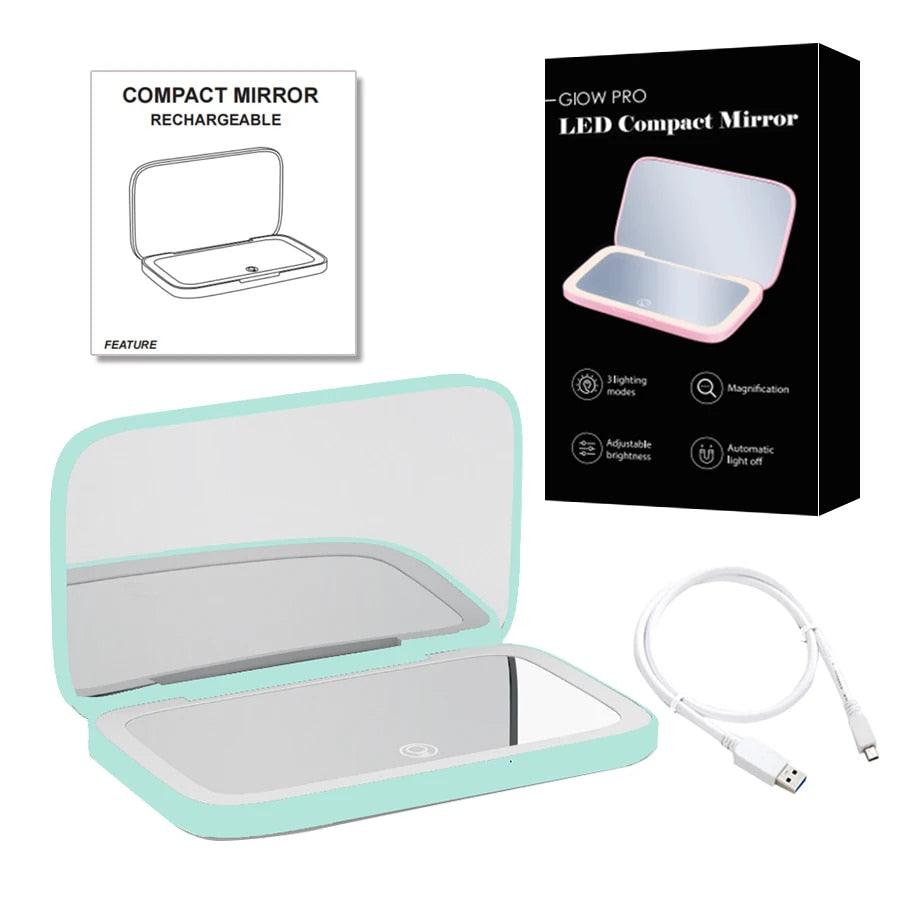 Miroir cosmétique grossissant 10x Mini LED Lighteme avec différents réglages d'éclairage, rechargeable par USB