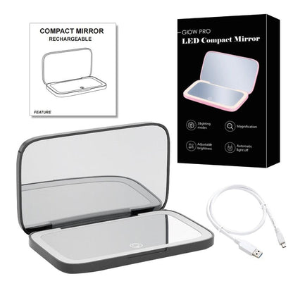 Miroir cosmétique grossissant 10x Mini LED Lighteme avec différents réglages d'éclairage, rechargeable par USB
