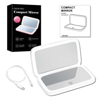 Miroir cosmétique grossissant 10x Mini LED Lighteme avec différents réglages d'éclairage, rechargeable par USB