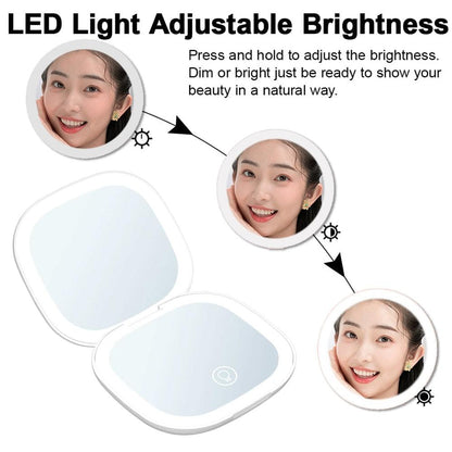 Miroir cosmétique grossissant 10x Mini LED Lighteme avec différents réglages d'éclairage, rechargeable par USB
