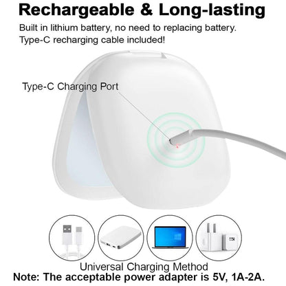 Miroir cosmétique grossissant 10x Mini LED Lighteme avec différents réglages d'éclairage, rechargeable par USB