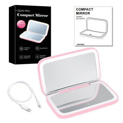 Miroir cosmétique grossissant 10x Mini LED Lighteme avec différents réglages d'éclairage, rechargeable par USB