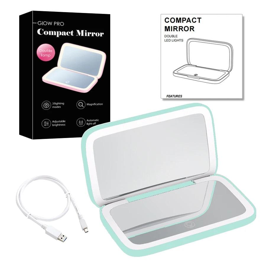 Miroir cosmétique grossissant 10x Mini LED Lighteme avec différents réglages d'éclairage, rechargeable par USB