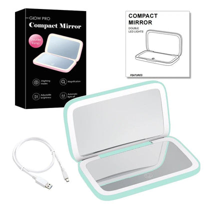 Miroir cosmétique grossissant 10x Mini LED Lighteme avec différents réglages d'éclairage, rechargeable par USB