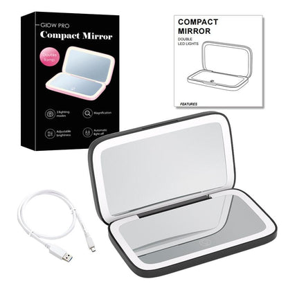 Miroir cosmétique grossissant 10x Mini LED Lighteme avec différents réglages d'éclairage, rechargeable par USB