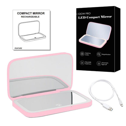 Miroir cosmétique grossissant 10x Mini LED Lighteme avec différents réglages d'éclairage, rechargeable par USB