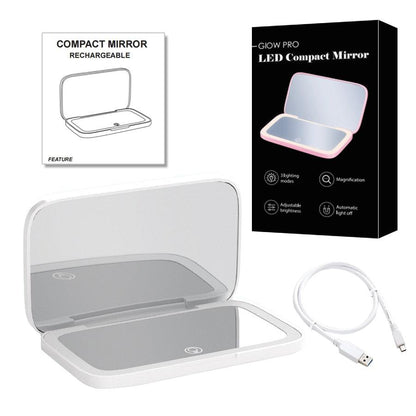Miroir cosmétique grossissant 10x Mini LED Lighteme avec différents réglages d'éclairage, rechargeable par USB