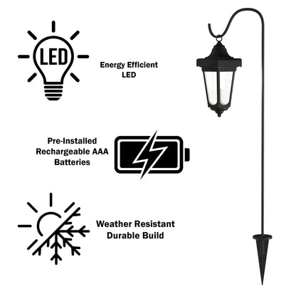 Lighteme Solar-Hängeleuchten, doppelt verwendbar, Hirtenhaken-Leuchten für den Außenbereich, 4er-Pack 