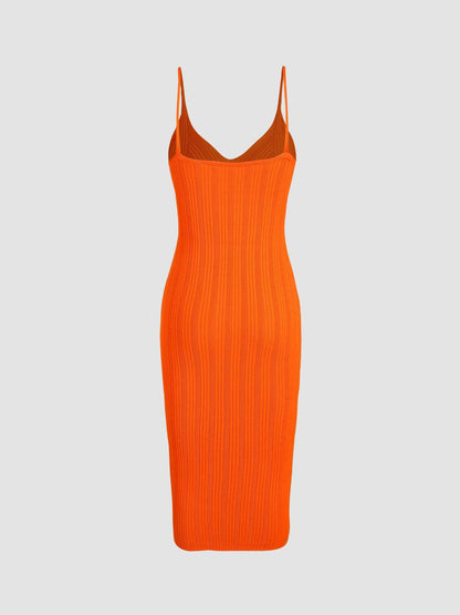 Lighteme Orange Damen Sommerkleid