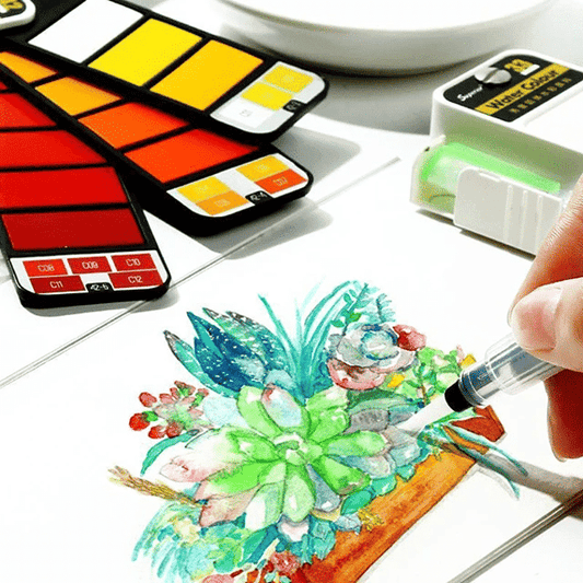 Tragbares Aquarellfarben-Set von Lighteme mit Wasserpinselstift