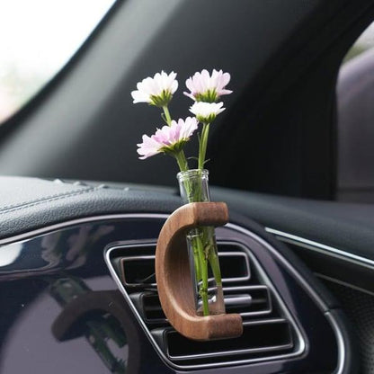 Vase à fleurs miniature en bois pour voiture compacte Lighteme