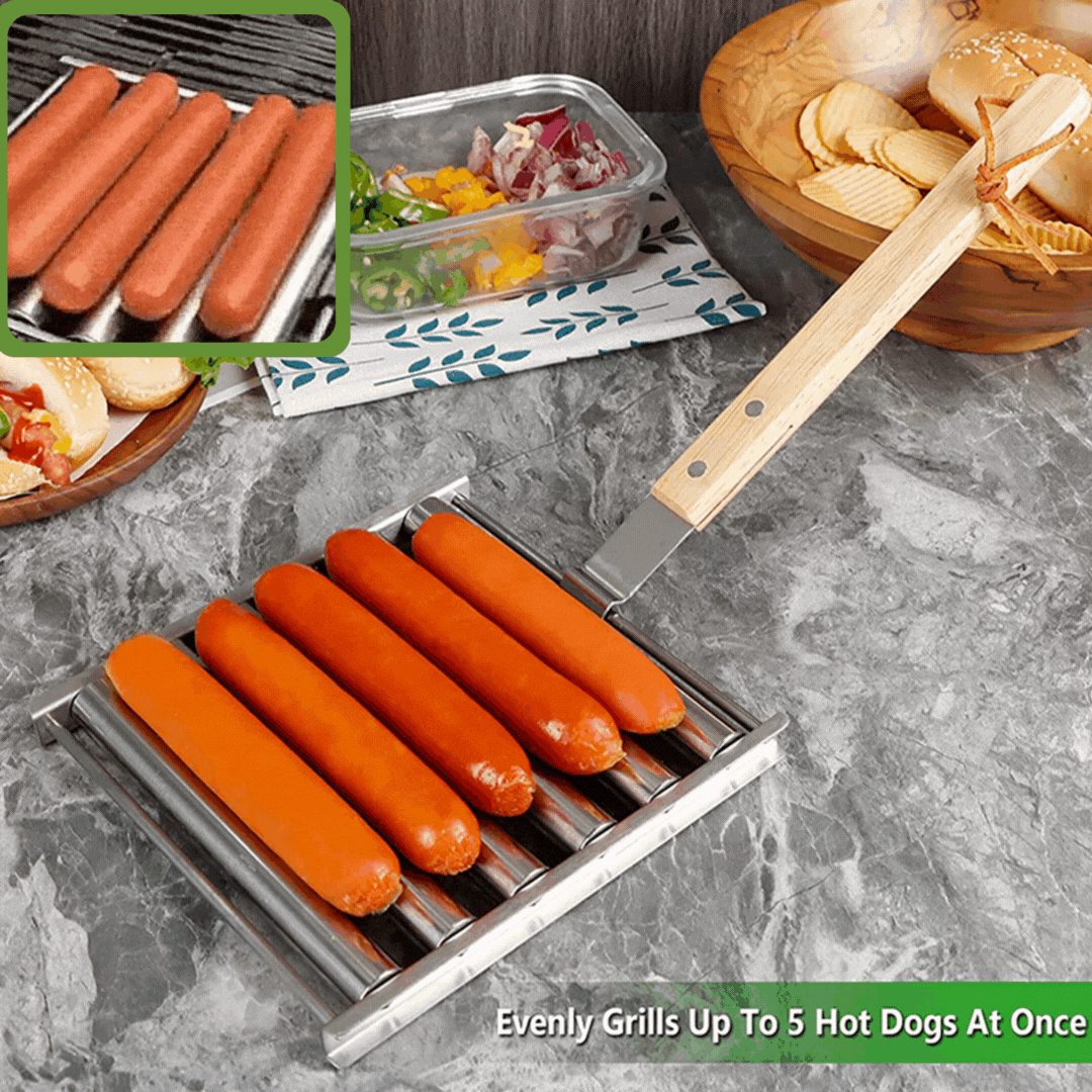 Lighteme BBQ-Hotdog-Rollständer aus Edelstahl mit Griff