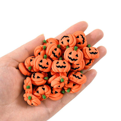 Lighteme 20 Stück Miniatur-Halloween-Kürbisse aus Kunstharz mit flacher Rückseite