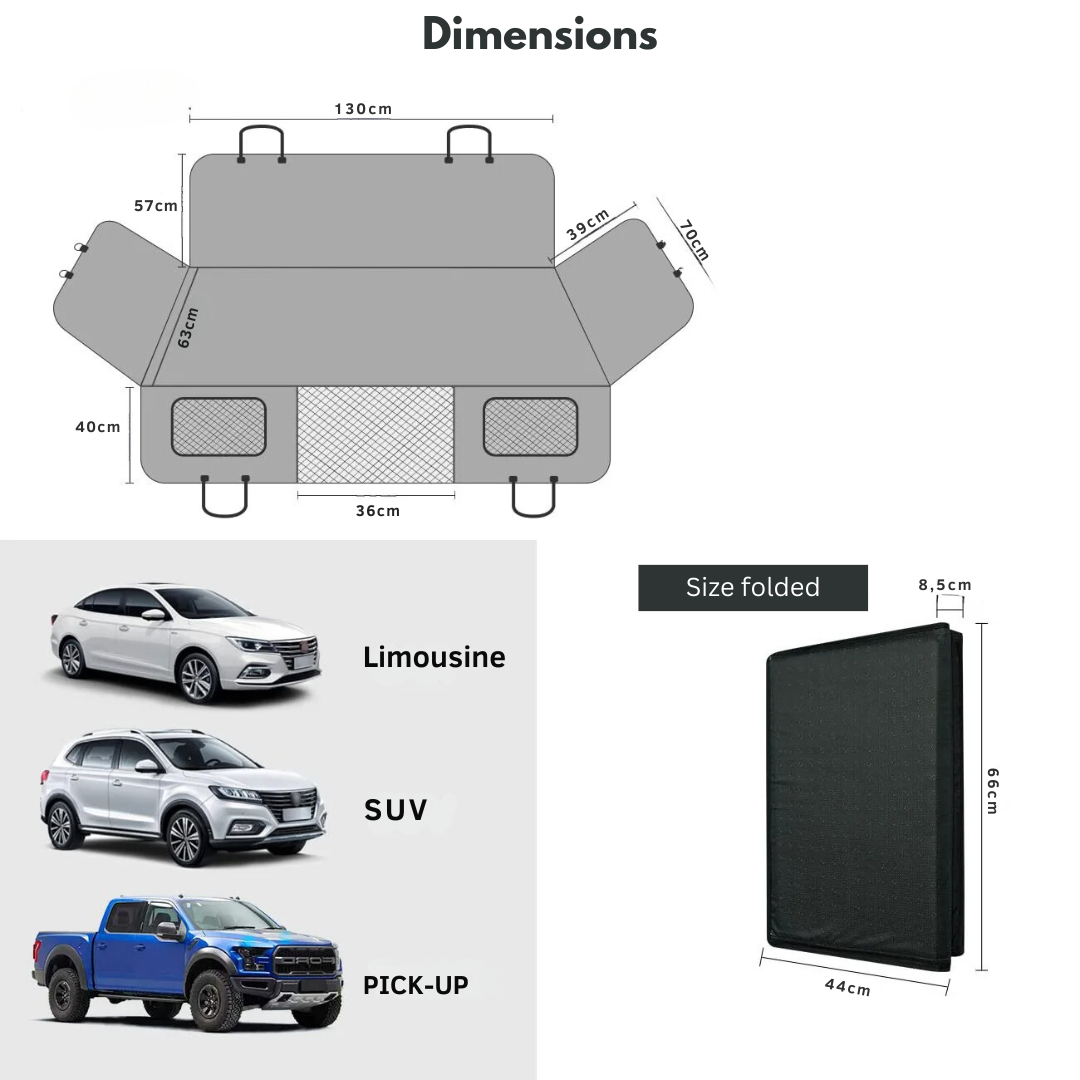 Lighteme Deluxe Autositzverlängerung mit harter Unterseite für Hunde