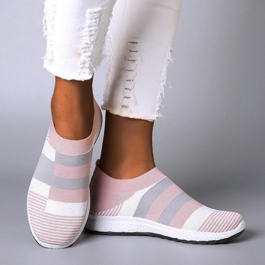Ihrtrade Women Comfy Color Block Slip-On Running Sneakers