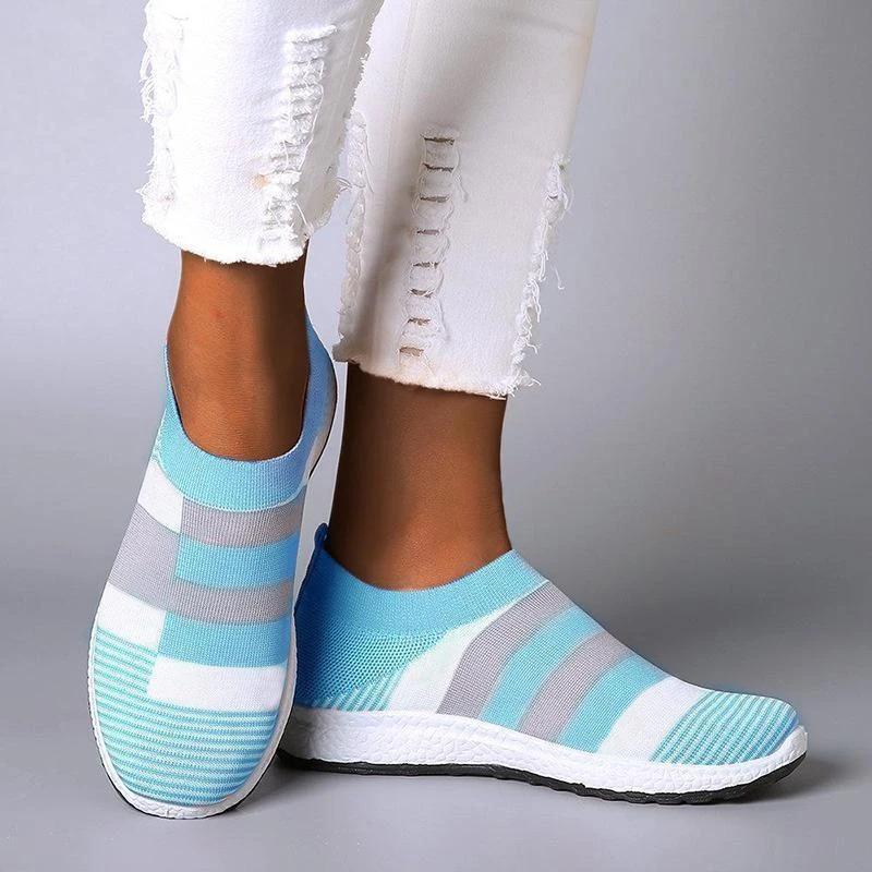 Ihrtrade Women Comfy Color Block Slip-On Running Sneakers