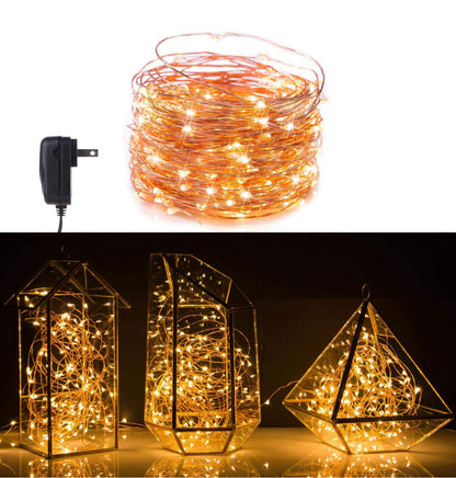 Guirlande lumineuse solaire d'extérieur Lighteme, lot de 2, fil de cuivre, étanche, avec 8 modes d'éclairage